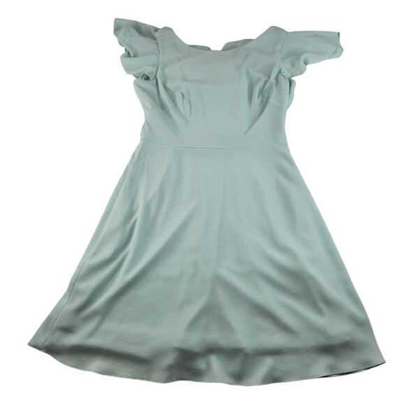 London Times Dress Womens 10 Mint Green Sea Foam Ruffle Butterfly Fit Flare - Picture 5 of 16